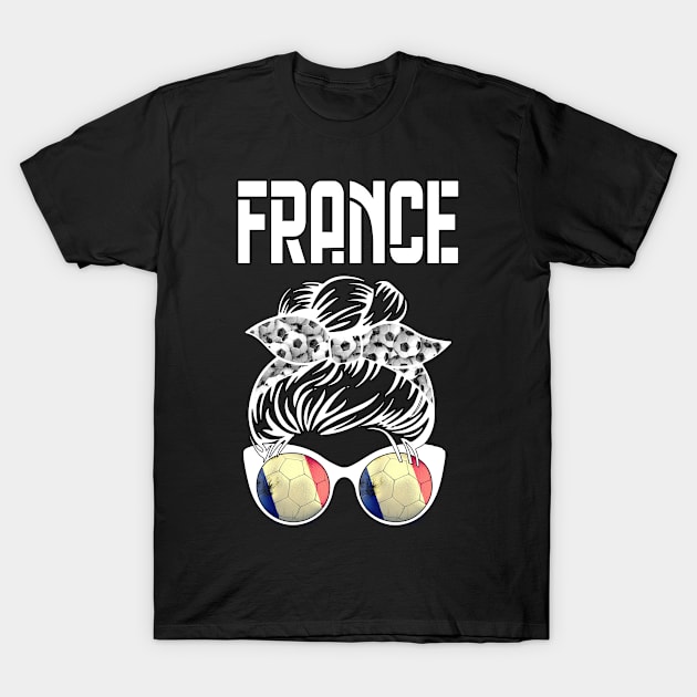 France Football Messy Bun T-Shirt by Boo Face Designs